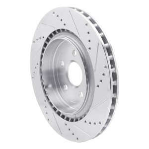 Cadillac CTS Brake Rotor (1) - Rear Left - R1 Concepts - Drilled & Slotted - Silver - `09-`24
